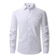 thumbnail image 2 of PEASKJP Chemise Habillée pour Hommes Coupe Ajustée Col Flexible Extensible Uni (Blanc, m), 2 of 8