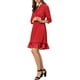 thumbnail image 5 of Vestido A-Line de Chifón con Mangas 3/4 y Volantes en Capa para Mujeres INSPIRE CHIC en Rojo, 5 of 8