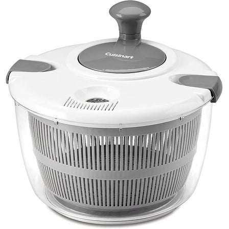 Cuisinart Large Salad Spinner- Wash, Spin & Dry Salad Greens, Fruits & Vegetables, 5qt, CTG-00-SAS (White/Gray)