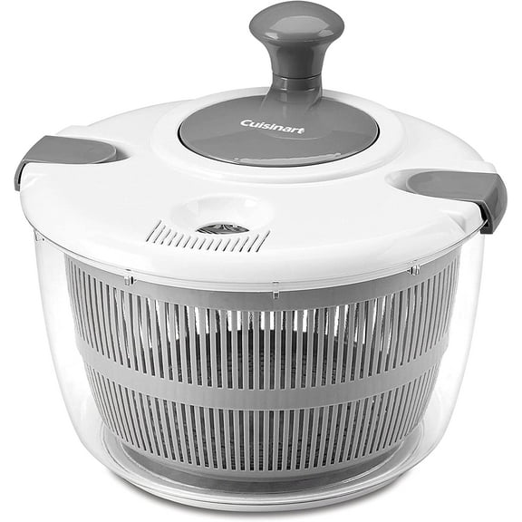 Cuisinart Large Salad Spinner- Wash, Spin & Dry Salad Greens, Fruits & Vegetables, 5qt, CTG-00-SAS (White/Gray)