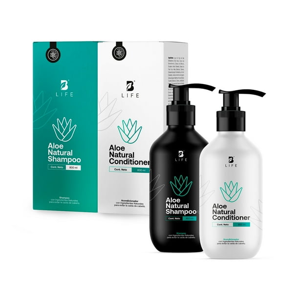 Kit Shampoo y Acondicionador Natural De 800ml c/u | Más De 80% De Ingredientes Naturales | Sin Sulfatos Ni Parabenos | B Life.