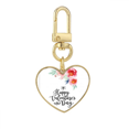 thumbnail image 1 of Happy Valentine Flowers Quote Gold Heart Keychain Metal Keyring Holder, 1 of 3