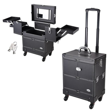 Aw Pro Lockable Rolling Makeup Case On 360 Degree 4 Wheel Box W