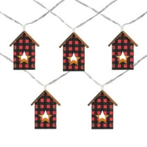 4.75 ft. Clear Wire Battery Operated LED Warm White Plaid House Christmas Light - 10 Count