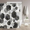 thumbnail image 3 of Grey Shower Curtain, Dark Grey Abstract Geometric Modern Grid Pattern Minimalist Bath Curtains Waterproof Fabric with Hooks for Home Decor, 72Wx72H, 3 of 5