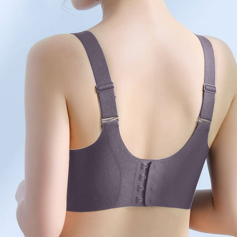 gvdentm Bras Women's Full Coverage Front Closure Wire Free Back Support  Posture Bra 