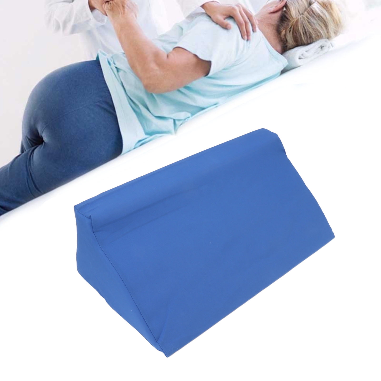 Rupoun Blue Body Side Wedge Pillow with Hidden Zipper PU Leather Incline Support for Adults Side Sleeper Pregnancy Belly 19.68x9.84x5.9 in / 50x25x15 cm