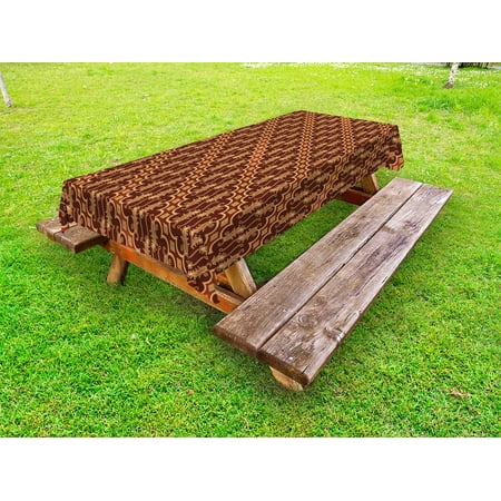 Brown Outdoor Tablecloth, Batik Parang Barong Diagonal Pattern Indonesian Culture and Art Design, Decorative Washable Fabric Picnic Table Cloth, 58 X 84 Inches,Brown Apricot Caramel, by (Best Barong Tagalog Designs)