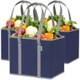 thumbnail image 1 of Bolsas de comestibles reutilizables (paquete de 3) – Bolsas de compras reutilizables resistentes con forma de caja para levantarse, permanecer abiertas, plegarse – Las bolsas grandes son plegables con, 1 of 5