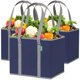 thumbnail image 1 of Bolsas de comestibles reutilizables (paquete de 3) – Bolsas de compras reutilizables resistentes con forma de caja para levantarse, permanecer abiertas, plegarse – Las bolsas grandes son plegables con, 1 of 5