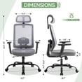 thumbnail image 5 of Walsunny Ergonomic Mesh Office Chair with Adjustable Headrest, Breathable High Back Mesh Computer Desk Chair with 360°Swivel Rolling Wheels, suitable for Home Office Workspace, Gray, 5 of 9