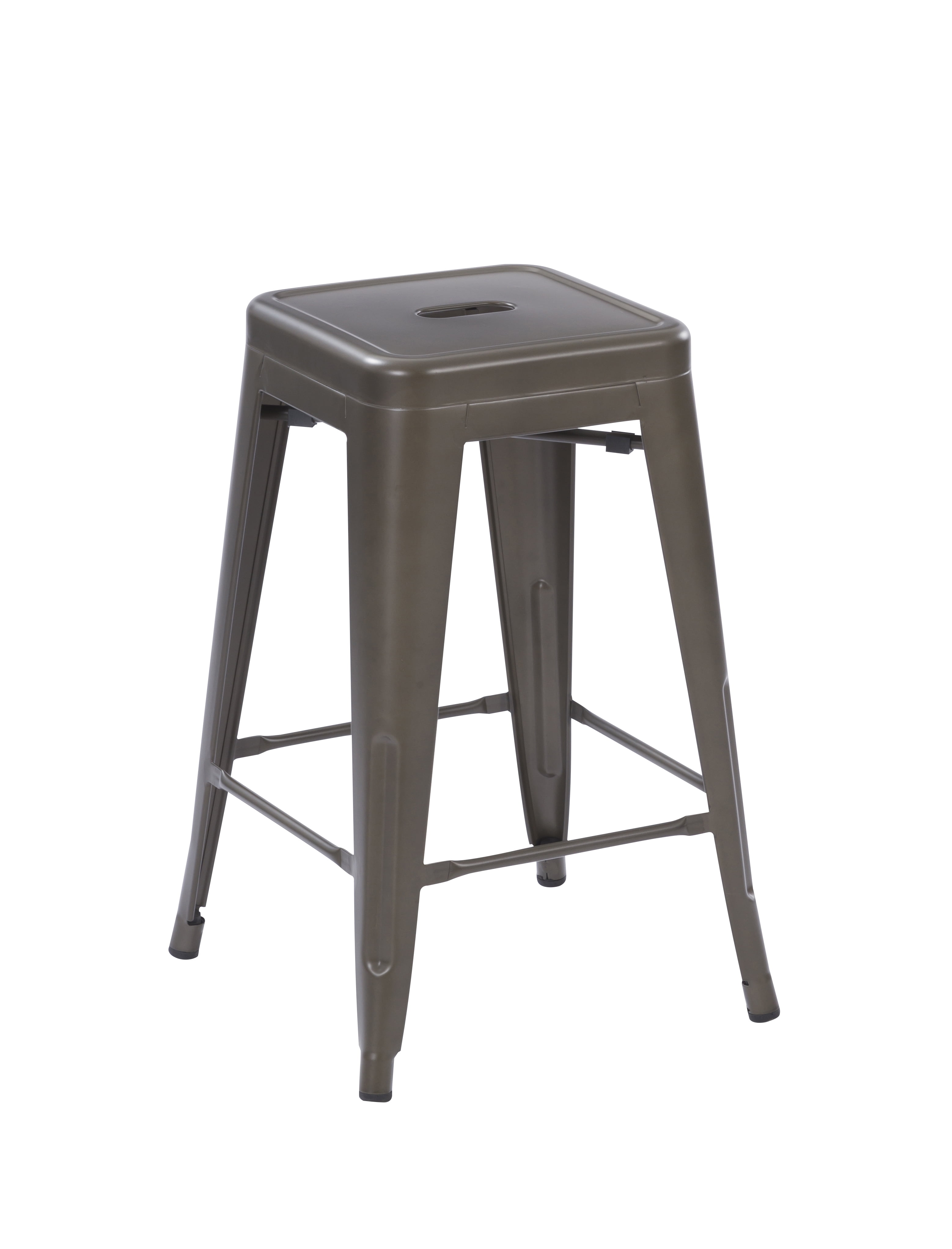 Howard 24inch Metal Stackable Counter Height Stool, Set of 4, Gunmetal Color for Indoor