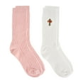 thumbnail image 5 of Ed Hardy Womens 9-11 Embroidery Rose Waffle Knit 2PK Mid Calf Slouchy Sock, 5 of 5