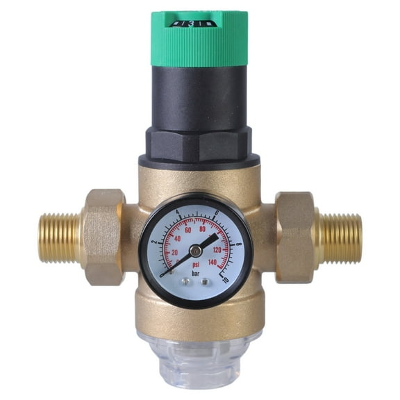 Water Pressure Regulator with Water Pressure Gauge and Mesh Filter Brass Pressure Reducing Valves for Drinking Water