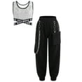 thumbnail image 2 of Aislor Kids Girls Hip Hop Dance Shiny Sequins Sleeveless Crop Tops with Chain Pocket Jogger Pants Silver 10, 2 of 6