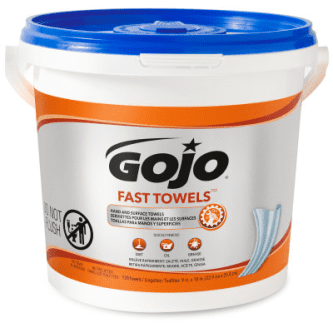 Go Jo Hand Cleaner 6298-04 Fast Wipes; Use To Remove Grease And Oil; Towel; 130 Count Bucket; Single
