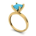 thumbnail image 2 of 1.5 ct Princess Cut Simulated Turquoise Solitaire Engagement Ring for Women in 18K Yellow Gold, 2 of 5