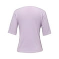 thumbnail image 6 of Holzkary Women's Short Sleeve V Neck Sweaters Lightweight Summer Sweater Casual Knit Pullover Tops Women's Round Neck Short Sleeved Loose T Shirt with A Knit Bottom Short Top Purple M, 6 of 9