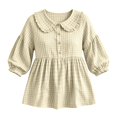 thumbnail image 5 of Ndbuld Women's Shirts Long-Sleeve Collar Button Pullover Top,Khaki,S, 5 of 5