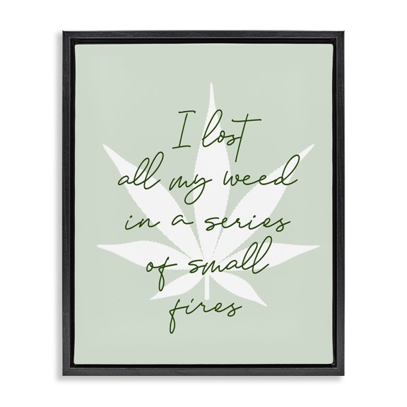 Stupell Industries Contemporary Funny Weed Saying Black Floating Frame Canvas Art, 17 x 21, by Lil' Rue