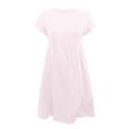 thumbnail image 5 of AOMPMSDX Ladies Round Neck Short Sleeve Solid Color Loose Slim Mid Length Dress Pink XL, 5 of 5