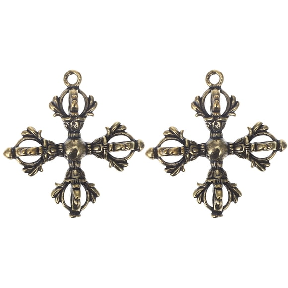 2 unids Budismo Budismo Pestello Llavero Colgante Vintage Latón Llavero Cadenas Bolsa Charm