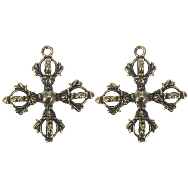2 unids Budismo Budismo Pestello Llavero Colgante Vintage Latón Llavero Cadenas Bolsa Charm