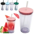 thumbnail image 3 of GQDIN ‌16oz Classic Acrylic Tumbler with Lid & Straw – Premium Insulated Reusable Cup for Iced Coffee, Smoothies & Cold Drinks – Clear Double-Wall Plastic Cup – 1 Pack‌, 3 of 7