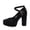 Black, variant on Women's Faux Suede Platform Pumps, Cross Strap Chunky High Heels with Buckle, Elegant Round Toe Dress Footwear