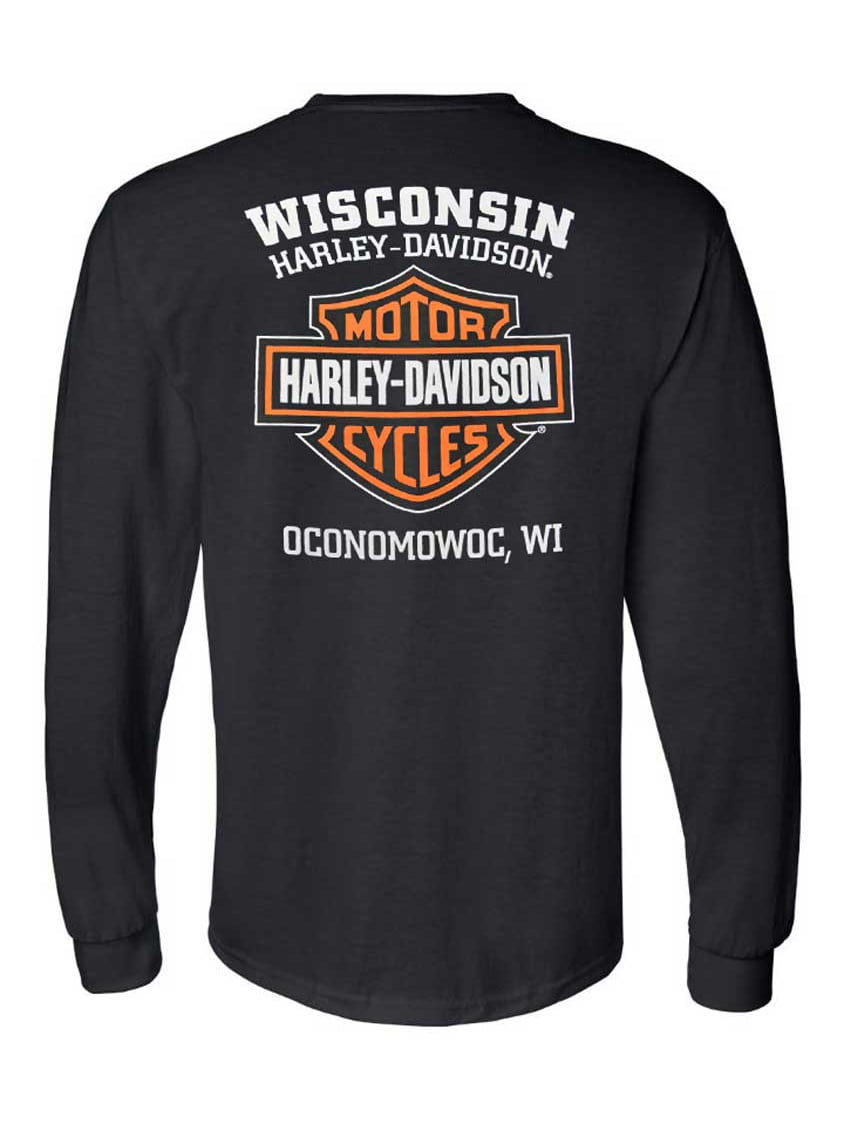 Harley-Davidson バハマ 黒シャツ　バーアンドシールド Men's Long Sleeve Orange Bar & Shield Black Shirt 30291744