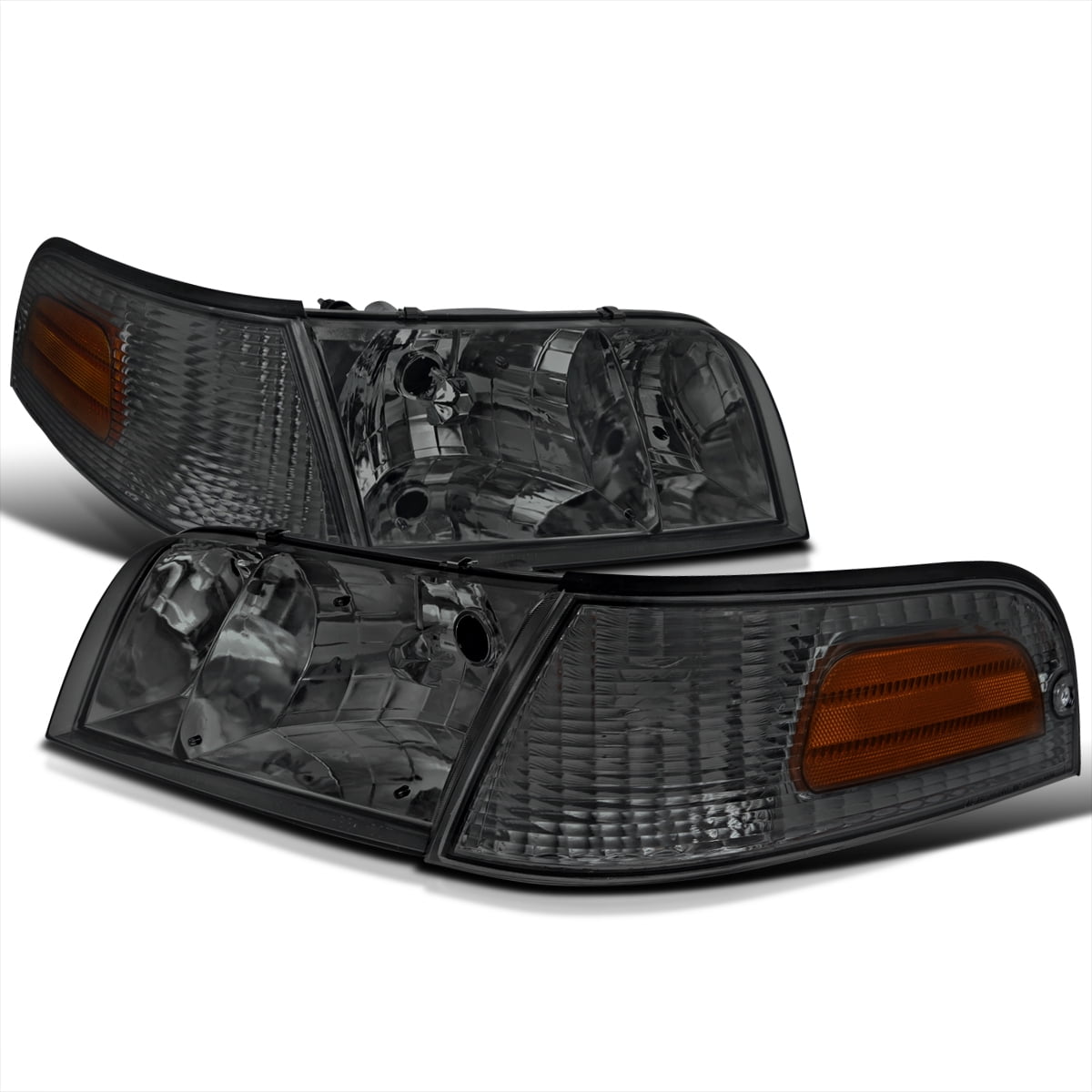 SpecD Tuning Smoke Lens Headlights + Corner Lights Compatible with Ford Crown Victoria 1998