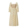 thumbnail image 6 of Eyicmarn Women Long Dress, Long Sleeve Dress Square Neck Embroidery Flower Loose Swing Dress, 6 of 9