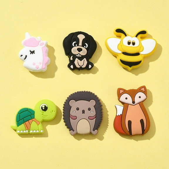 1 bag Silicone Focal Beads Mixed Shapes Mixed color 24~35x22~37x7.5~10.5mm Hole: 2~3mm 1pc/style