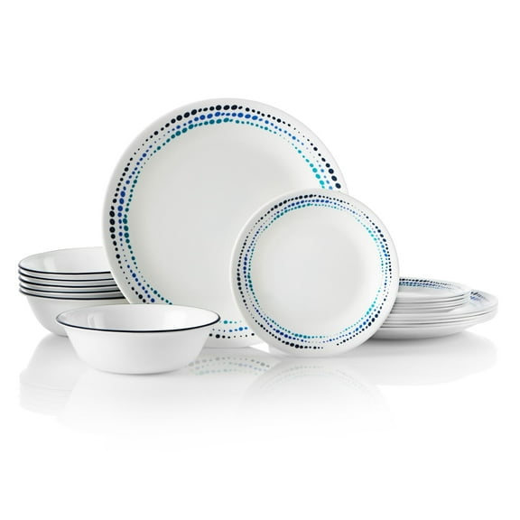 Corelle Ocean Blues 18-Piece Glass Dinnerware Set (Service for 6)
