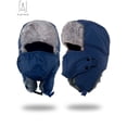 thumbnail image 3 of Gustave Men Women Winter Trapper Hat,Russian Windproof Ski Hat Faux Fur Lined Trapper Hat with Earflaps and Mask Warm Hunting Hats "Navy Blue", 3 of 10
