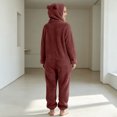 thumbnail image 5 of OGLCCG Girls Fleece Zip Up Jumpsuits Kids Hooded Rompers Long Sleeve Soft Fuzzy Onesie Warm Cute Winter Clothes(Wine,3-4 Years), 5 of 6