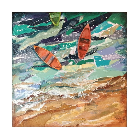 Canvas Wall Art - Christine Rotolo 'Mixed Media Row Your Boat' Wall Art for Living Room, Bedroom, or Office Décor by Trademark Fine Art - 14 x 14 Inches