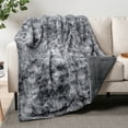 thumbnail image 4 of PAVILIA Faux Fur King Bed Blanket Tie-Dye Grey, Soft Fuzzy Warm Sherpa Blanket for Bed, Fluffy Plush Thick Fleece Blanket for Couch Sofa, Reversible Furry Shaggy Large Blanket, Grey 90x108, 4 of 7