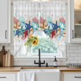 thumbnail image 3 of Swag Valance Curtains for Windows, Summer Starfish Light Filtering Kitchen Curtains, Blue Coral Beach Couch Coastal Grey Plaid Window Treatment Valances for Living Room, 28x36 - 2 PCS, 3 of 9