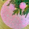thumbnail image 6 of Plush Christmas Tree Skirts, 30 inches Luxury Pink Faux Fur Xmas Tree Base Cover Mat with Silver Snowflakes Pattern for Xmas New Year Home Party Decorations, 6 of 7