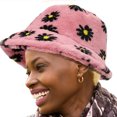thumbnail image 1 of Pink Floral Faux Fur Bucket Hat, 1 of 4