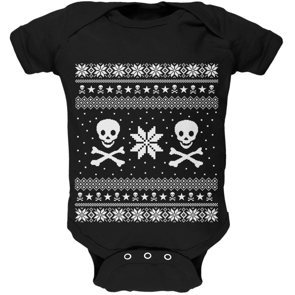 My Baby Rocks Fair Isle Skull Ugly Sweater Red & White One Piece 