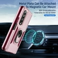 thumbnail image 5 of Nalacover Military Grade Heavy Duty Case for Samsung Galaxy Z Fold4, Rugged Rotated Ring Holder Kickstand Bracket Cover with Magnetic Car Mount Soft TPU Shockproof Lens Protective Case, Pink/Rose, 5 of 9