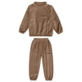 thumbnail image 4 of UAYOTSE Toddler Boys Girls Fleece Pajama Set Winter Warm Plush Tops+Pants Outfits Sleepwear 2 Piece Cute Baby Girl Clothes,Coffee 6-7 Years, 4 of 4