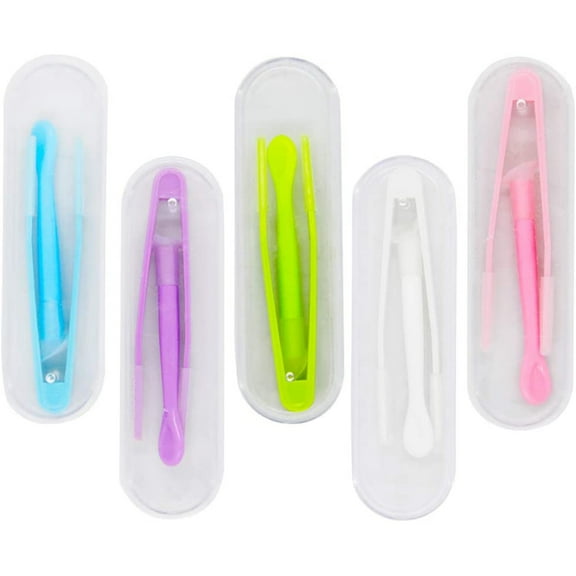 MesaSe 5pcs Portable Contact Lens Stick Tool Case Set, Contact Lens Inserter/Remover Plastic Tweezer Set, Multi-color