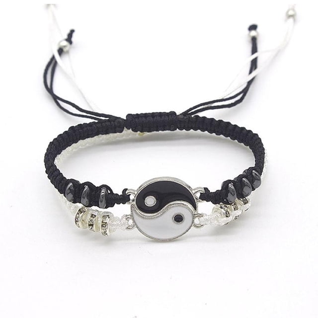 Minnieouse Mito chino y patrón delicado a juego Yin Yang de textura de alta gama para pareja Ropa, zapatos y accesorios Miscelánea blanco+negro