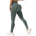 thumbnail image 2 of Yoga Pants with Pockets Women's High Waisted Seamless Yoga Leggings with Pockets, Butt Lifting Stretchy Workout Gym Pants Active Wear Green M, 2 of 5