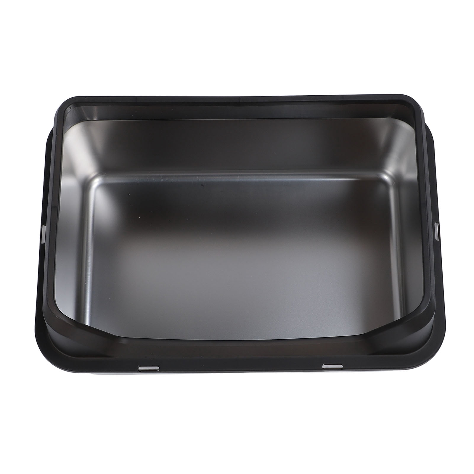 YAHHU Stainless Steel Cat Litter Box Anti Splashing Top Entry Large Kitty Pan with Scoop, High Sided Metal Potty Tray for Big Cats, 20.08 inches / 51 cm, Black