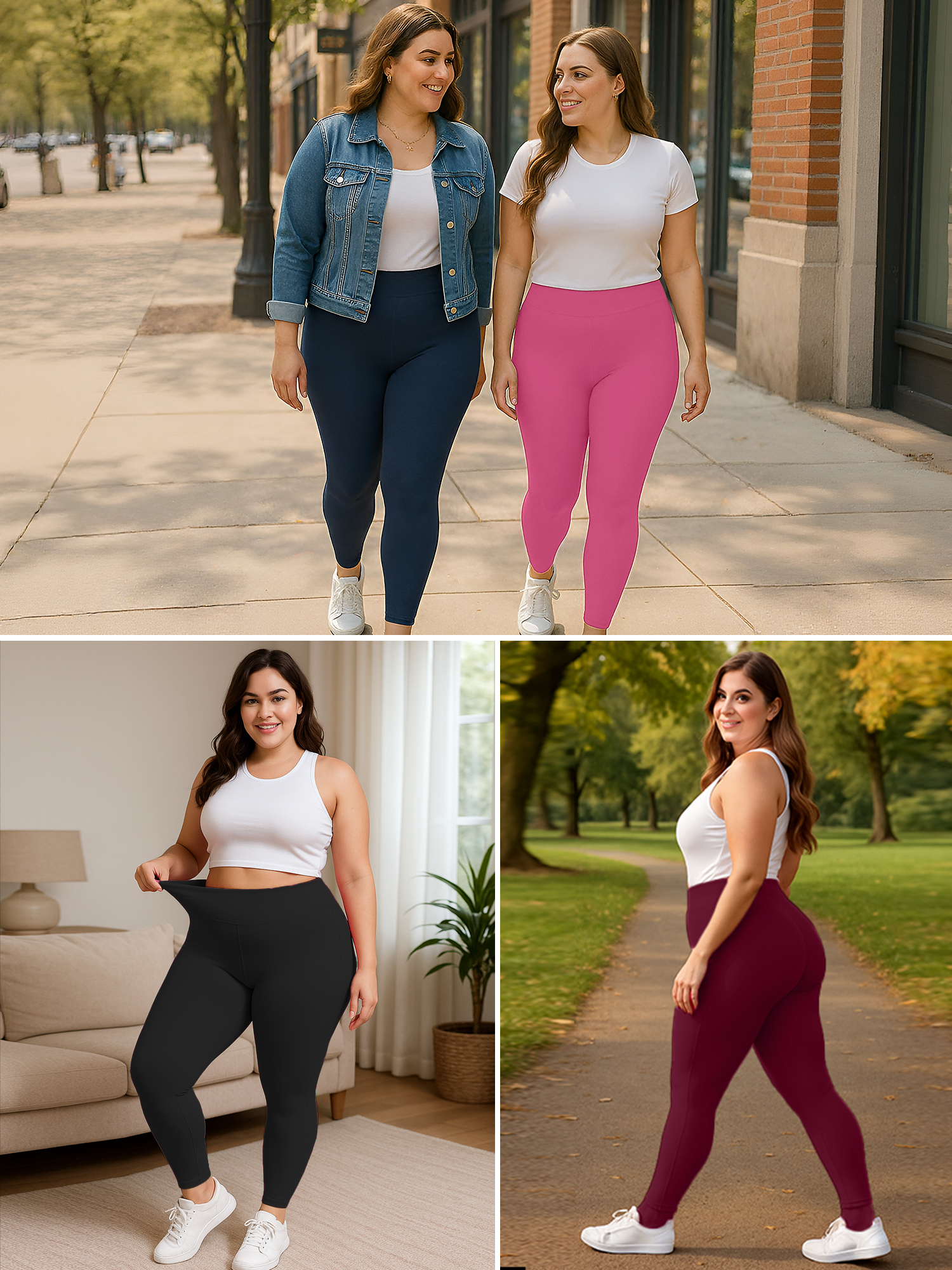 SHOWMALL Women's Plus Size High Waist Yoga Leggings Tummy Control photo 5