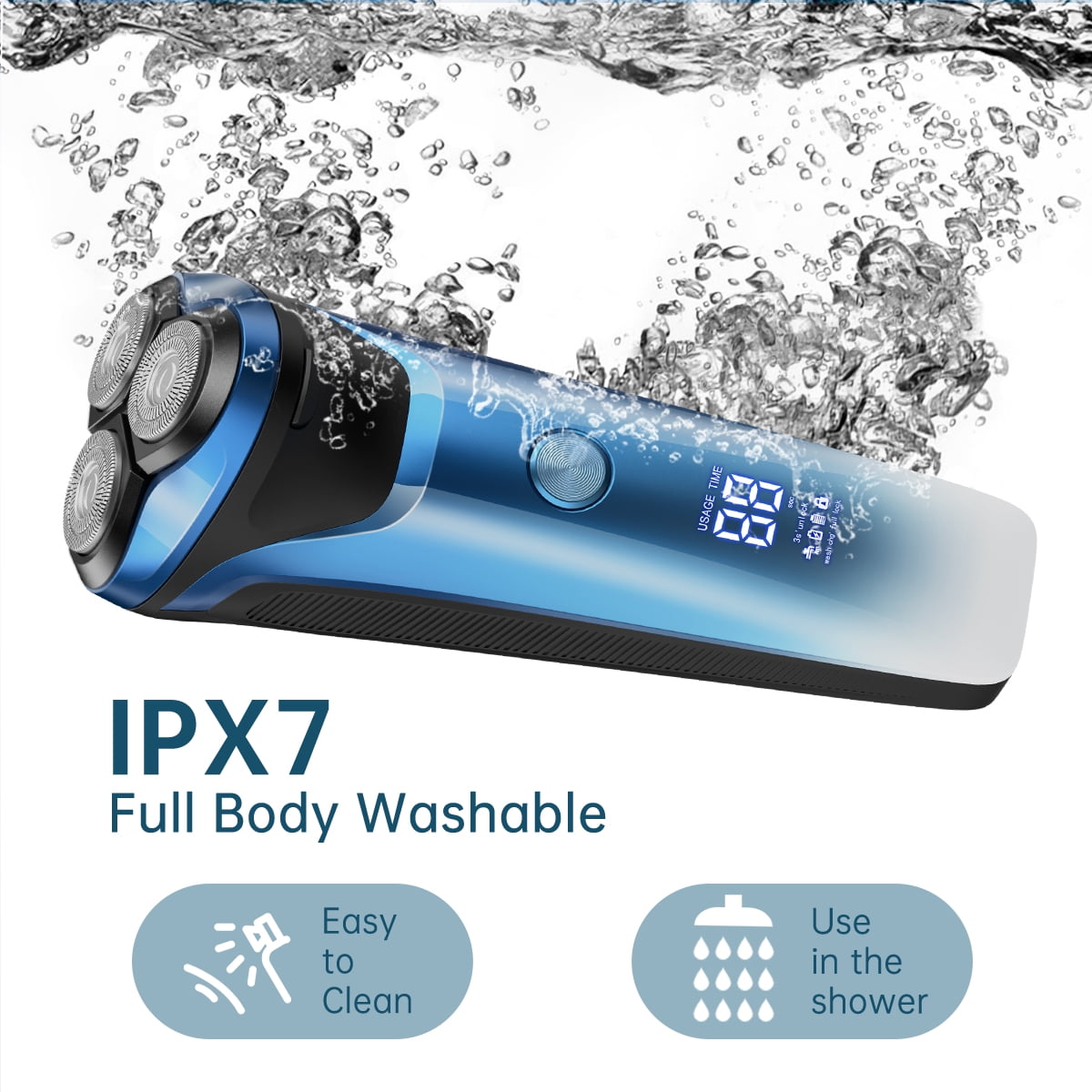 4D Electric Shaver for Men, IPX7 Waterproof Electric Razor Dry Wet Rotary Face Shaver Rechargeable Cordless Travel Beard Trimmer w/ LED Display & Charging Stand & Pop Up Trimmer for Dad Husband